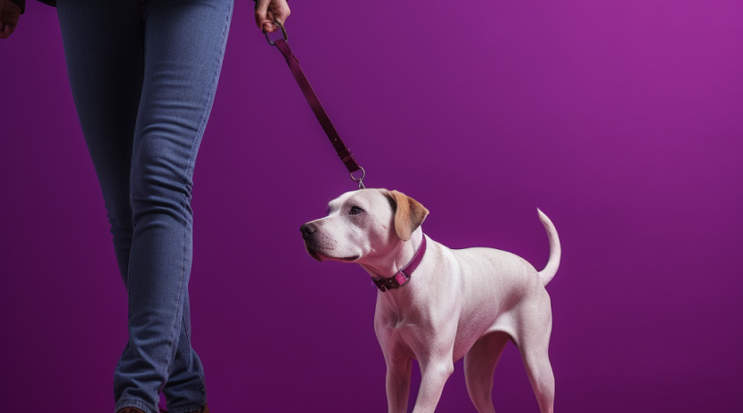 AI generated image of a person walking a dog.